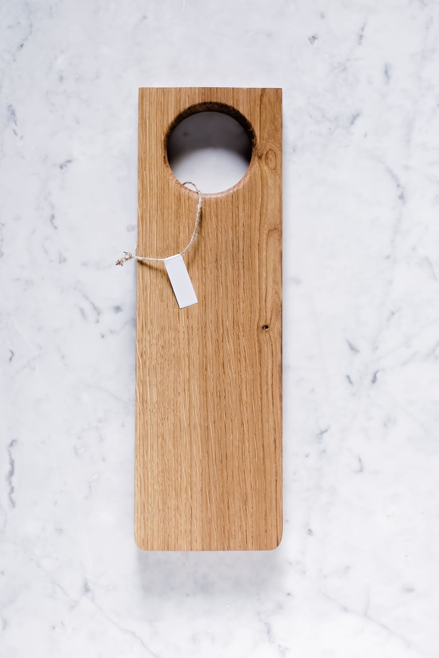 Wooden cutting board on a counter