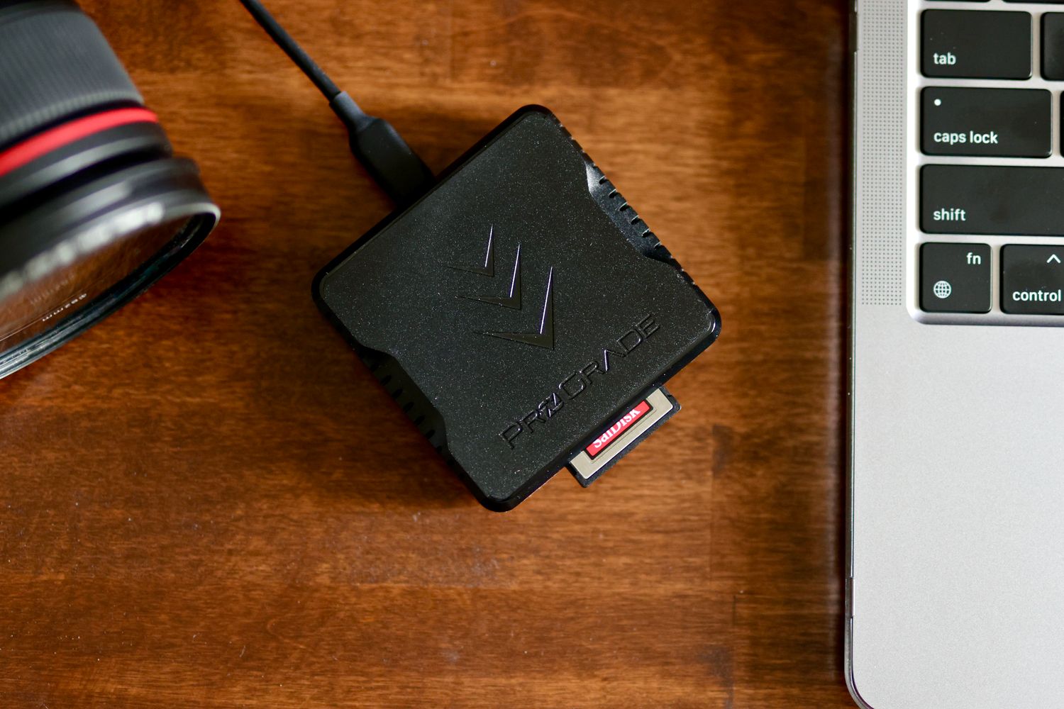Memory card reader on a table