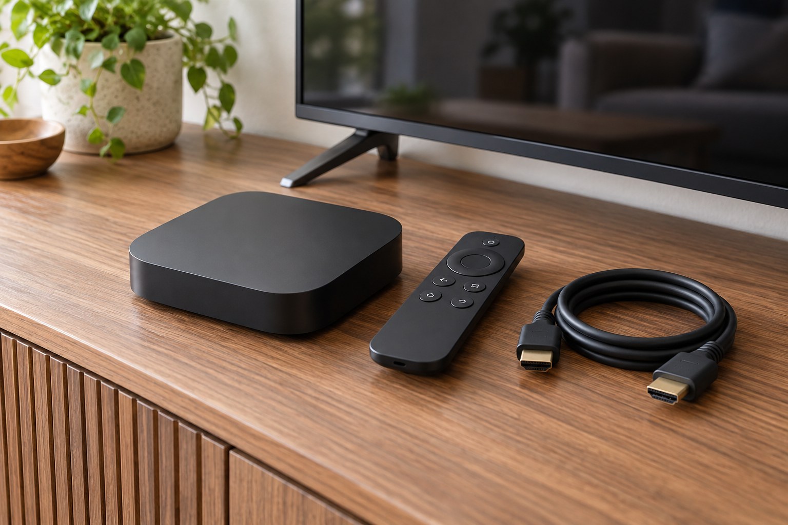 Streaming device with remote and HDMI cable