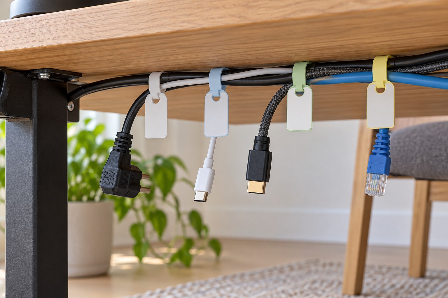 Cables marked with blank identification tags