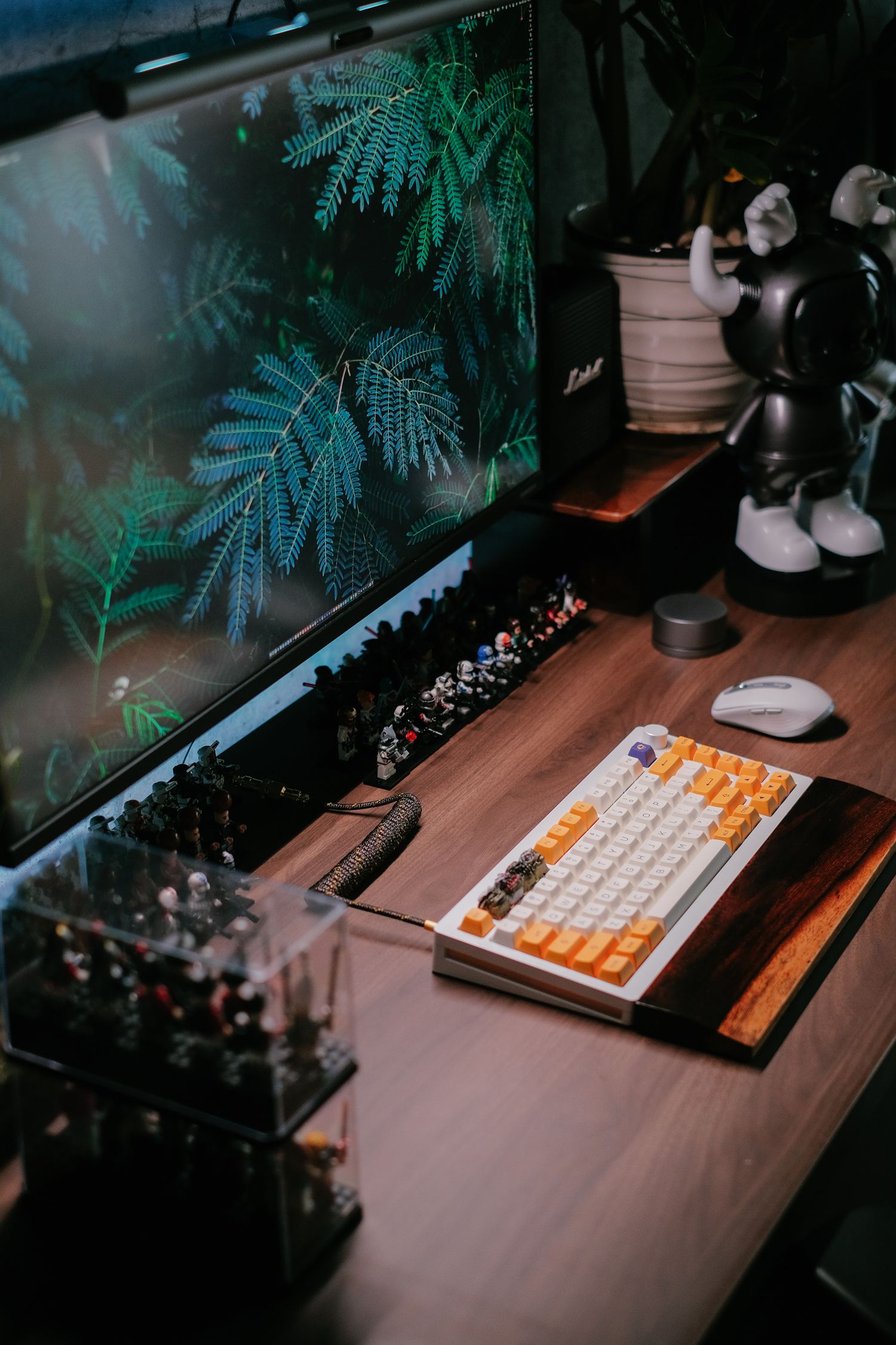 Compact keyboard on a wooden desk