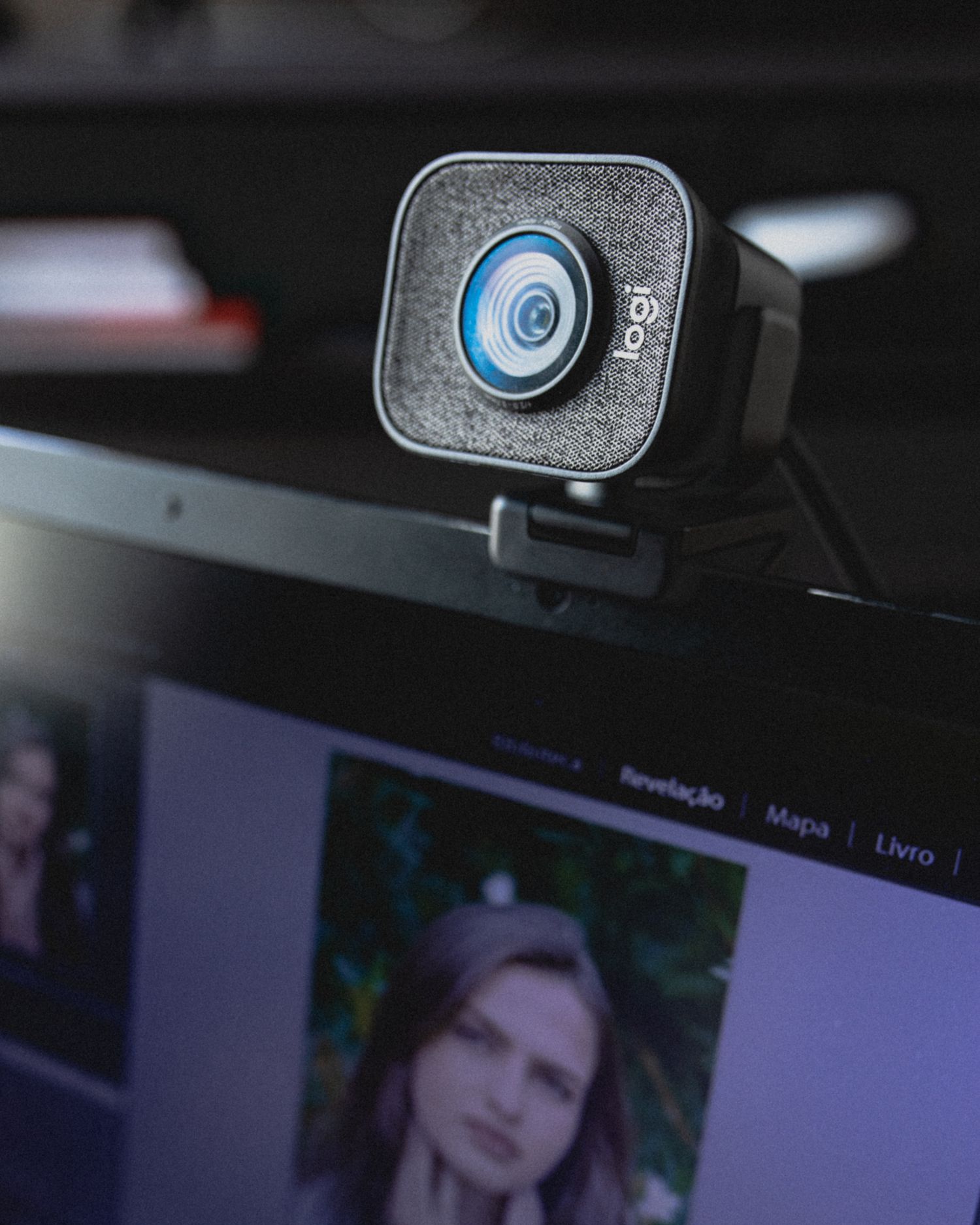 Webcam clipped to the top edge of a laptop display