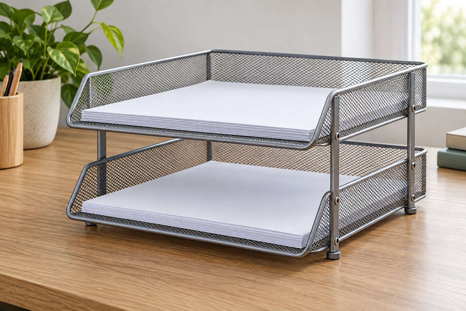 Stacked mesh letter trays