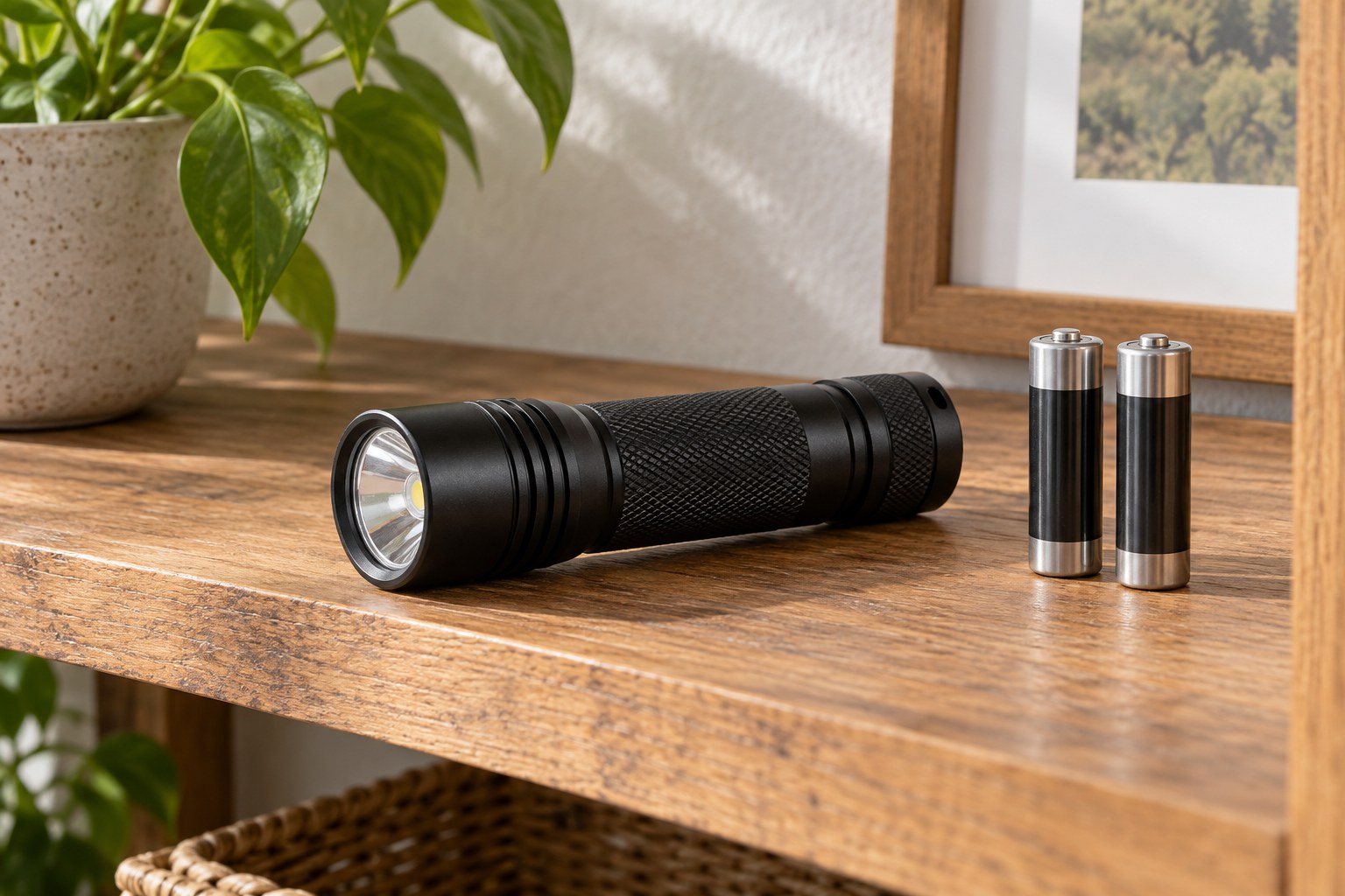 Flashlight beside replaceable batteries